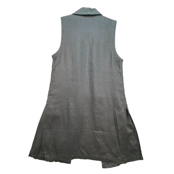 Kenar Womens Sleeveless Open-Front Linen Long Vest Size S Grey Lagenlook Minima - Picture 10 of 13